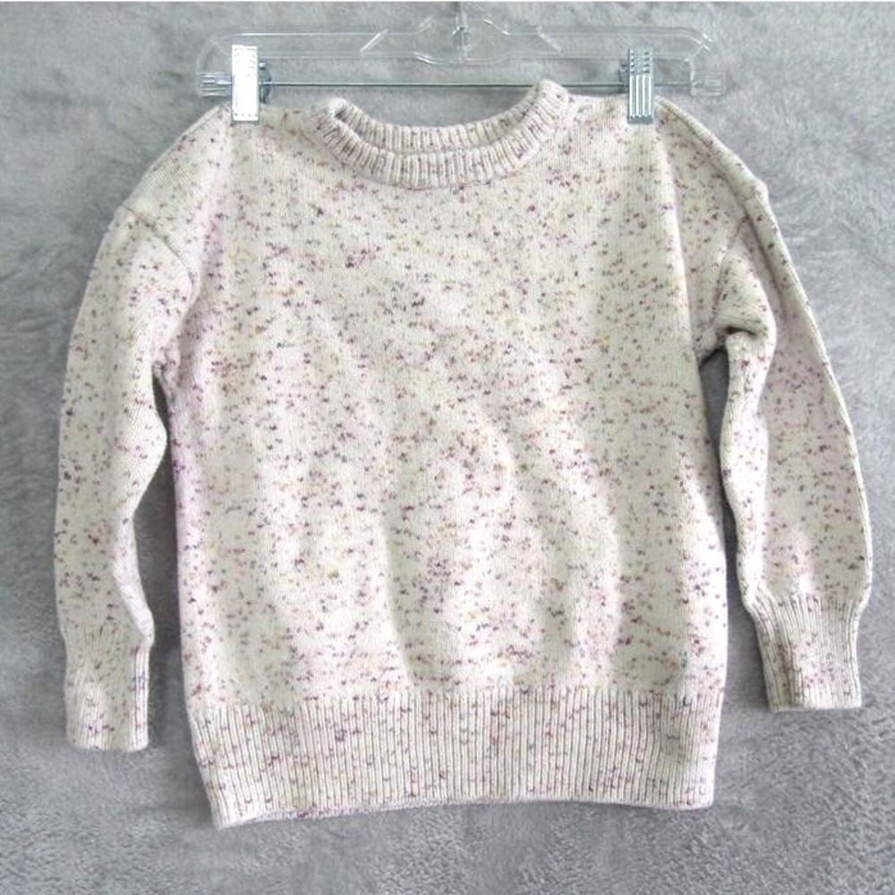 GAP Kids Girls Size Small (6–7) Speckled Crewneck Sweater Beige Multicolor Knit